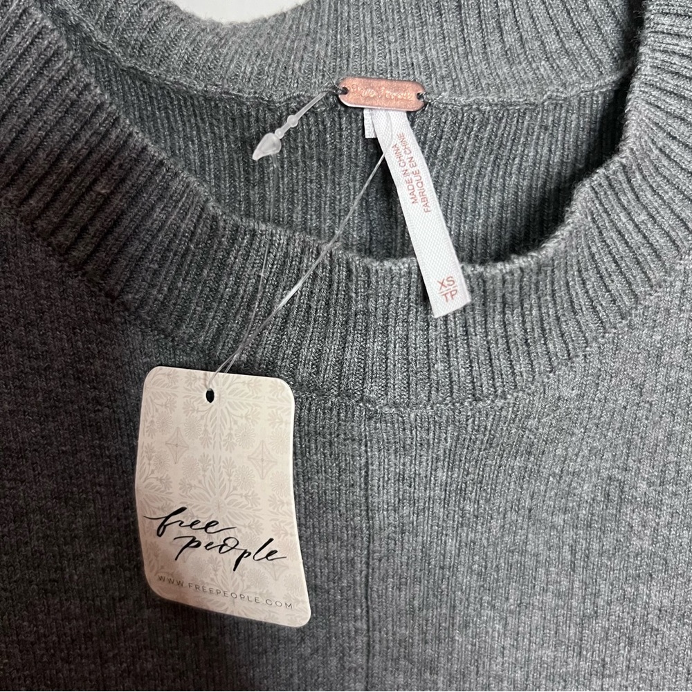 Free People Women’s ribbed knit mini sweater dress dark heather grey Size: XS - Picture 3 of 5